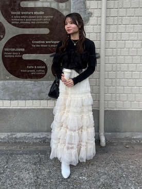 「アイテム（化粧下地）」を使った、risaさん（レディース・161cm）の秋コーディネート