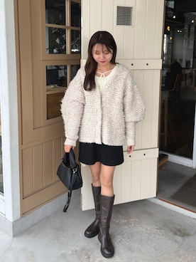 「アイテム（化粧下地）」を使った、risaさん（レディース・161cm）の冬コーディネート