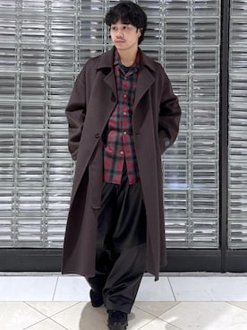 「アイテム（ステンカラーコート）」を使った、Ryu Miyazakiさん（メンズ・167cm・20代）の秋コーディネート
