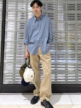 「ADAM ET ROPE'（アダムエロペ）のソフト コットン ドレープ シャツ（シャツ/ブラウス）」を使った、Ryu Miyazakiさん（メンズ・167cm・20代）の夏コーディネート