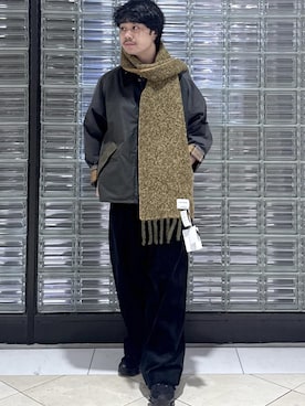 「アイテム（その他アウター、グリーン系）」を使った、Ryu Miyazakiさん（メンズ・167cm）の冬コーディネート
