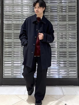 「アイテム（ステンカラーコート）」を使った、Ryu Miyazakiさん（メンズ・167cm）の秋コーディネート