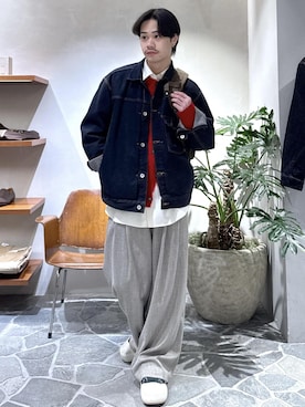 「ADAM ET ROPE'（アダムエロペ）のアイテム（デニムジャケット）」を使った、Ryu Miyazakiさん（メンズ・167cm）の冬コーディネート