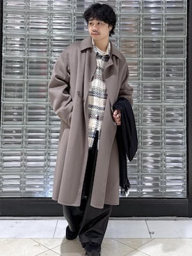 「アイテム（ステンカラーコート）」を使った、Ryu Miyazakiさん（メンズ・167cm・20代）の冬コーディネート