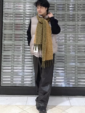 「アイテム（ダウンベスト）」を使った、Ryu Miyazakiさん（メンズ・167cm）の冬コーディネート