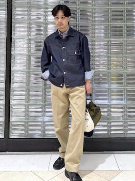 「ADAM ET ROPE'（アダムエロペ）の【NIKKE】デニム トラッカー ジャケット / ADAM ET ROPE' JEANS -PERS-（デニムジャケット）」を使った、Ryu Miyazakiさん（メンズ・167cm・20代）の夏コーディネート
