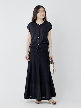「ROPE'（ロペ）の【E'POR】BAMBOO BAG Mini/超軽量・26SS（ハンドバッグ、ホワイト系）」を使った、Yuukaさん（レディース・160cm）の春コーディネート