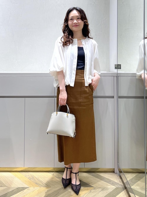 サテンリネン ポケット付きタイトスカート/25SS・洗える【34