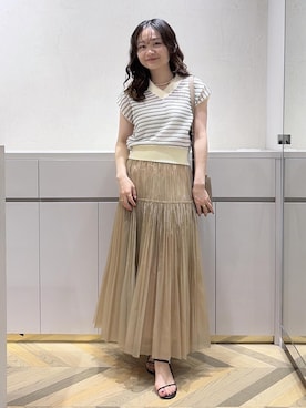 「E'POR（エポール）の【E'POR】BAMBOO BAG Mini 【超軽量】（ハンドバッグ、ベージュ系）」を使った、Yuukaさん（レディース・160cm）の春コーディネート