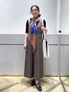 「アイテム（バンダナ/スカーフ）」を使った、Yuukaさん（レディース・160cm）の秋コーディネート