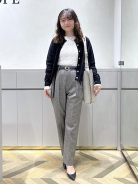 「ROPE'（ロペ）のストレッチレースカットソー/イージーケア（Tシャツ/カットソー）」を使った、Yuukaさん（レディース・160cm）の秋コーディネート