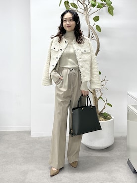 「アイテム（ノーカラージャケット）」を使った、Yuukaさん（レディース・160cm）の冬コーディネート