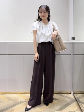 「E'POR（エポール）の【E'POR】A BAG Large/A4対応・通勤（トートバッグ、ベージュ系）」を使った、Yuukaさん（レディース・160cm）の夏コーディネート