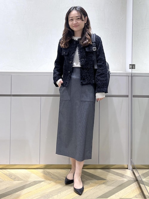 COOHEM(コーヘン)】BASIC TWEED VELVET JACKET（ノーカラージャケット