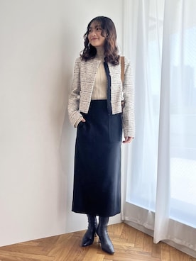 「アイテム（ノーカラージャケット）」を使った、Yuukaさん（レディース・160cm・20代）の秋コーディネート