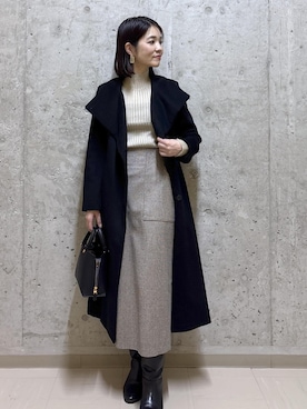 「アイテム（ステンカラーコート）」を使った、NAOKOさん（レディース・163cm・40代）の冬コーディネート