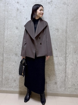 「アイテム（ステンカラーコート）」を使った、NAOKOさん（レディース・163cm・40代）の冬コーディネート