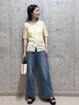 「E'POR（エポール）の【E'POR】BAMBOO BAG Mini 【超軽量】【25AW】（ハンドバッグ、ホワイト系）」を使った、NAOKOさん（レディース・163cm）の春コーディネート