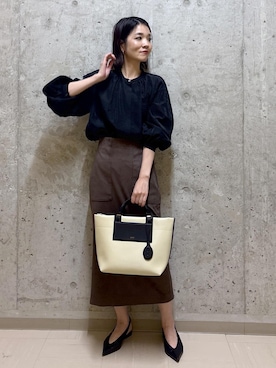「E'POR（エポール）の【E'POR】【撥水加工・超軽量】 BOAT BAG Medium【25AW】（トートバッグ）」を使った、NAOKOさん（レディース・163cm）の秋コーディネート