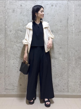 「E'POR（エポール）の【E'POR】BAMBOO BAG Mini 【超軽量】【25AW】（ハンドバッグ、ブラック系）」を使った、NAOKOさん（レディース・163cm）の春コーディネート
