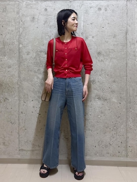 「E'POR（エポール）の【E'POR】BAMBOO BAG Mini 【超軽量】【25AW】（ハンドバッグ、ベージュ系）」を使った、NAOKOさん（レディース・163cm）の春コーディネート