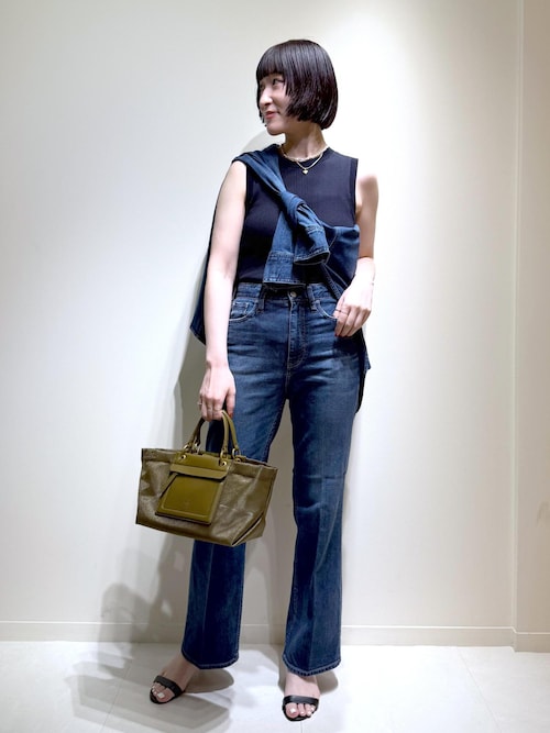 【洗える】オーガニックコットンリブスリーブレスニット
