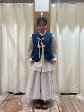 「刺繍」｜「アイテム（チュニック）」を使った、hiiragiさん（レディース・152cm）の冬コーディネート