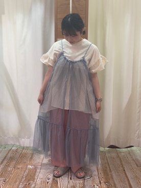 「チュール」｜「アイテム（チュニック）」を使った、hiiragiさん（レディース・152cm）の夏コーディネート