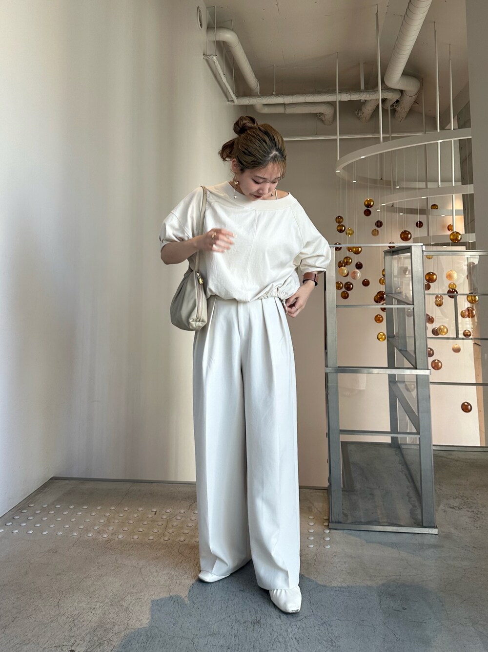 カプリシュレマージュ　ドロストボートネックスウェット　ホワイト ドロストボートネックスエット | CAPRICIEUX LE'MAGE(カプリ