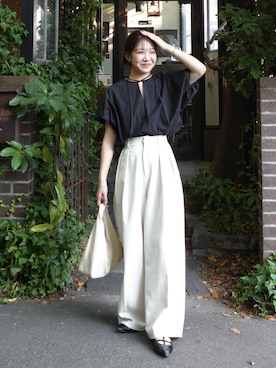 「ワイドパンツ 」｜nonokalemageさん（レディース・155cm）の夏コーディネート