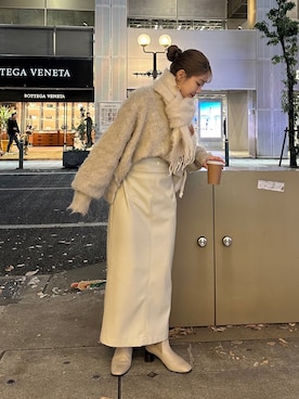 「マフラーコーデ」｜「アイテム（スカート）」を使った、nonokalemageさん（レディース・155cm）の冬コーディネート