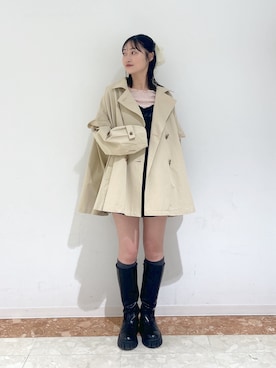 「w closet（ダブルクローゼット）のフロントギャザープルオーバー（Tシャツ/カットソー、ピンク系）」を使った、ミナさん（レディース・159cm）の春コーディネート