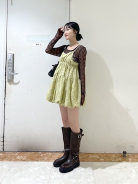 「ミニワンピ」｜ミナさん（レディース・159cm）の秋コーディネート