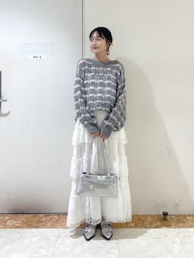 「透かし編みニット」｜ミナさん（レディース・159cm）の秋コーディネート