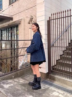 「大人ガーリー」｜「アイテム（ブルゾン）」を使った、ミナさん（レディース・159cm）の春コーディネート