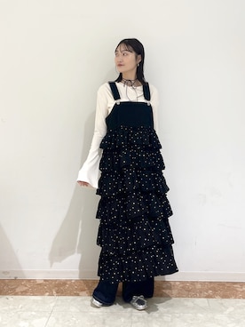 「w closet（ダブルクローゼット）のワンショルカットソー（Tシャツ/カットソー、ホワイト系）」を使った、ミナさん（レディース・159cm）の春コーディネート