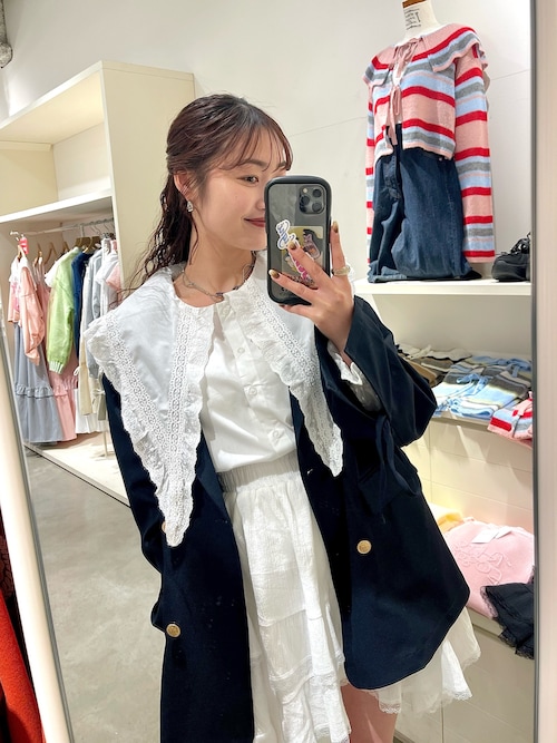 w closet ブラウス シャツ レースBIG衿ブラウス レディース
