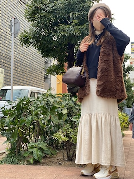 「coca（coca）（コカ）のアイテム（ハンチング/ベレー帽）」を使った、o.aya.oさん（レディース・163cm）の春コーディネート