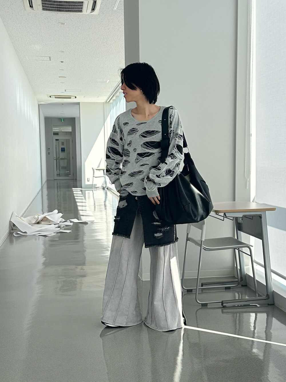 seyto（セイト）の「Two tone damage knit / 2トーンダメージ