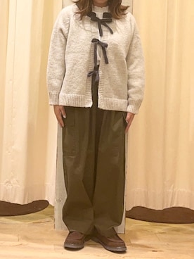 「Samansa Mos2（サマンサ モスモス）のレース切替カットソー（Tシャツ/カットソー、ホワイト系）」を使った、Natsuさん（レディース・152cm）の冬コーディネート