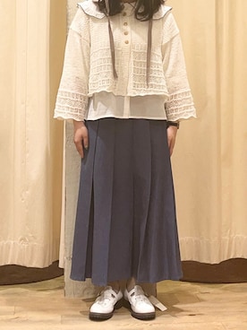 「オフホワイト」｜「アイテム（サンダル）」を使った、Natsuさん（レディース・152cm）の春コーディネート