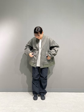 「リバーシブル」｜「アイテム（MA-1）」を使った、asukaさん（レディース・160cm）の冬コーディネート