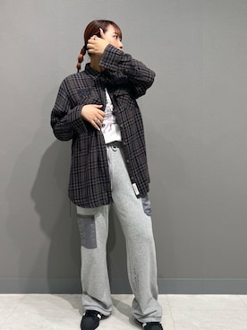 「秋先取りコーデ」｜「アイテム（スウェットパンツ）」を使った、asukaさん（レディース・160cm）の夏コーディネート