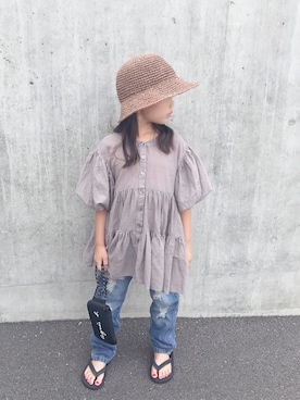 「classicalelf（クラシカルエルフ）のアイテム（パンツ）」を使った、noaさん（キッズ・110cm）の夏コーディネート
