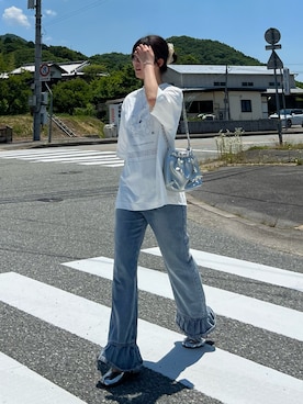 「soerte（ソエルテ）の4 pattern assort graphic Tee/４パターンアソートグラフィックT（Tシャツ/カットソー）」を使った、sor_aroomさん（レディース・160cm）の夏コーディネート