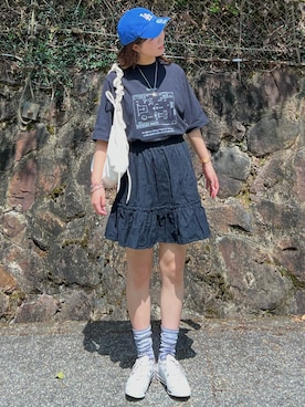 「soerte（ソエルテ）の4 pattern assort graphic Tee/４パターンアソートグラフィックT（Tシャツ/カットソー）」を使った、sor_aroomさん（レディース・160cm）の夏コーディネート