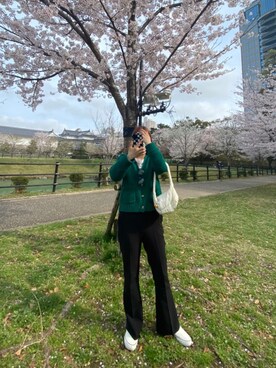 「GU（ジーユー）のアイテム（カーディガン/ボレロ、グリーン系）」を使った、kirariさん（レディース・163cm）の夏コーディネート