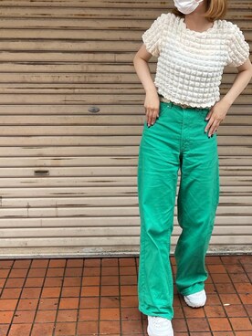 「ALAND（エーランド）のアイテム（トップス、ホワイト系）」を使った、kirariさん（レディース・163cm）の夏コーディネート