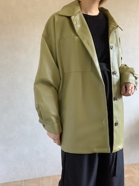「ピスタチオ」｜「アイテム（ライダースジャケット）」を使った、laiyel STAFFさん（レディース・153cm）の秋コーディネート