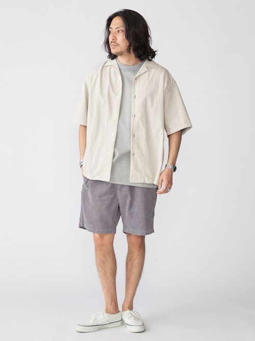SHIPS◆22SS/ツイードプルオーバーブラウス/M/コットン/GRY/311-10-0661-1294 セール】SHIPS: ナイロン ステッチ オープンカラー シャツ